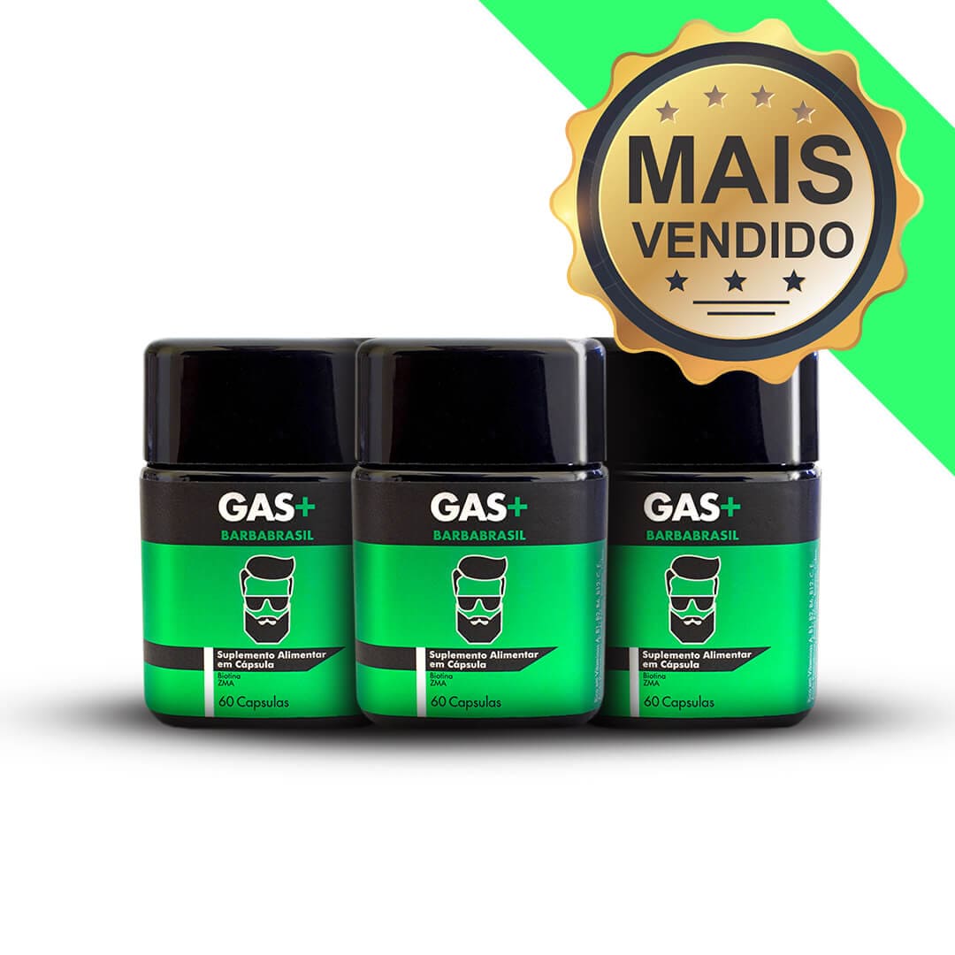 GAS + (6 Meses de uso) - Suplemento Capilar - Barba Brasil - Produtos para Barba